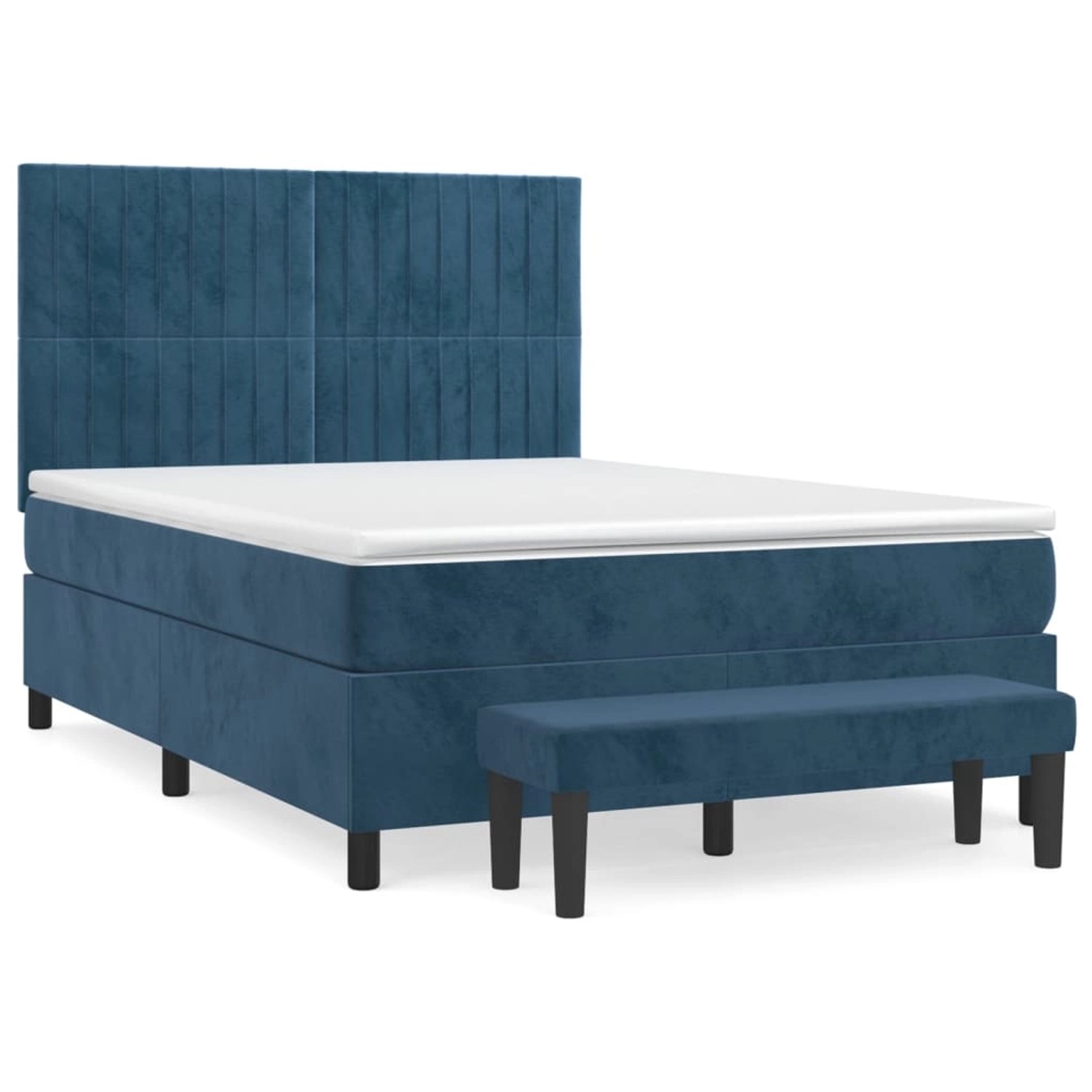 vidaXL Boxspringbett mit Matratze Dunkelblau 140x200 cm Samt 3137969 günstig online kaufen