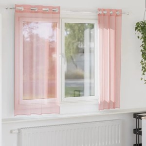 vidaXL Voile Vorhänge mit Ösen 2 Stk Rosa 140x140 cm 4102095