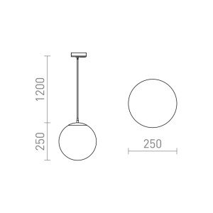 Rendl Luna 25 Pendelleuchte aus opalfarbenem Glas, rund, mit Chrom-Details. Ideal für moderne Beleuchtung. Ø 250 mm.