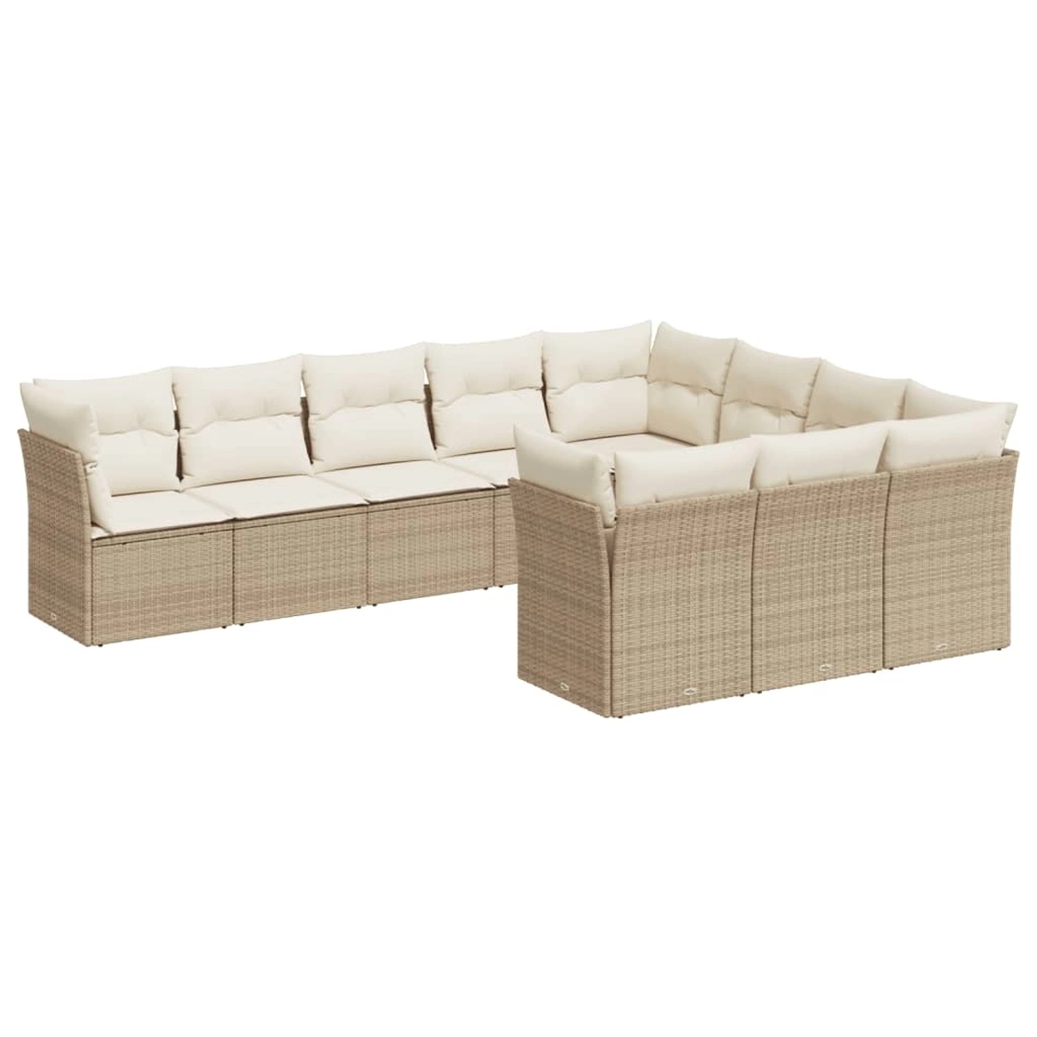 vidaXL 10-tlg Garten-Sofagarnitur mit Kissen Beige Poly Rattan Modell 81 günstig online kaufen