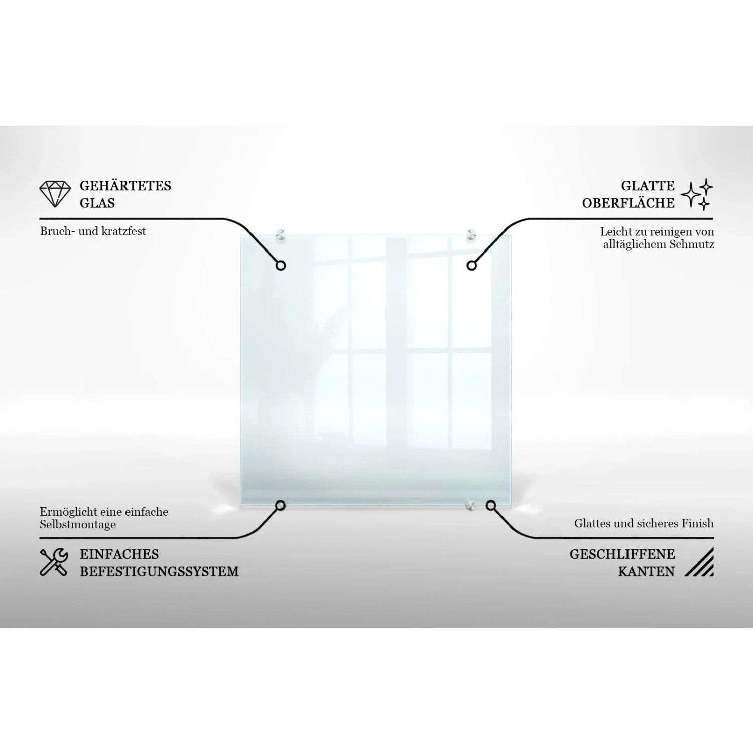 Tulup Küchenrückwand Glas Transparent Küchenrückwand Glas Klar 60x60 cm Küchen Spritzschutz aus Glas Klar_3