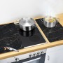 Allstar Herdabdeckplatten im Marmor-Design (2 Stk.) auf einem Glaskeramikkochfeld mit Töpfen.