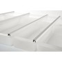 Ninka Cuisio Besteckeinsatz: Transparente Kunststofffächer mit silbernen Aluminiumprofilen für Schubladen.