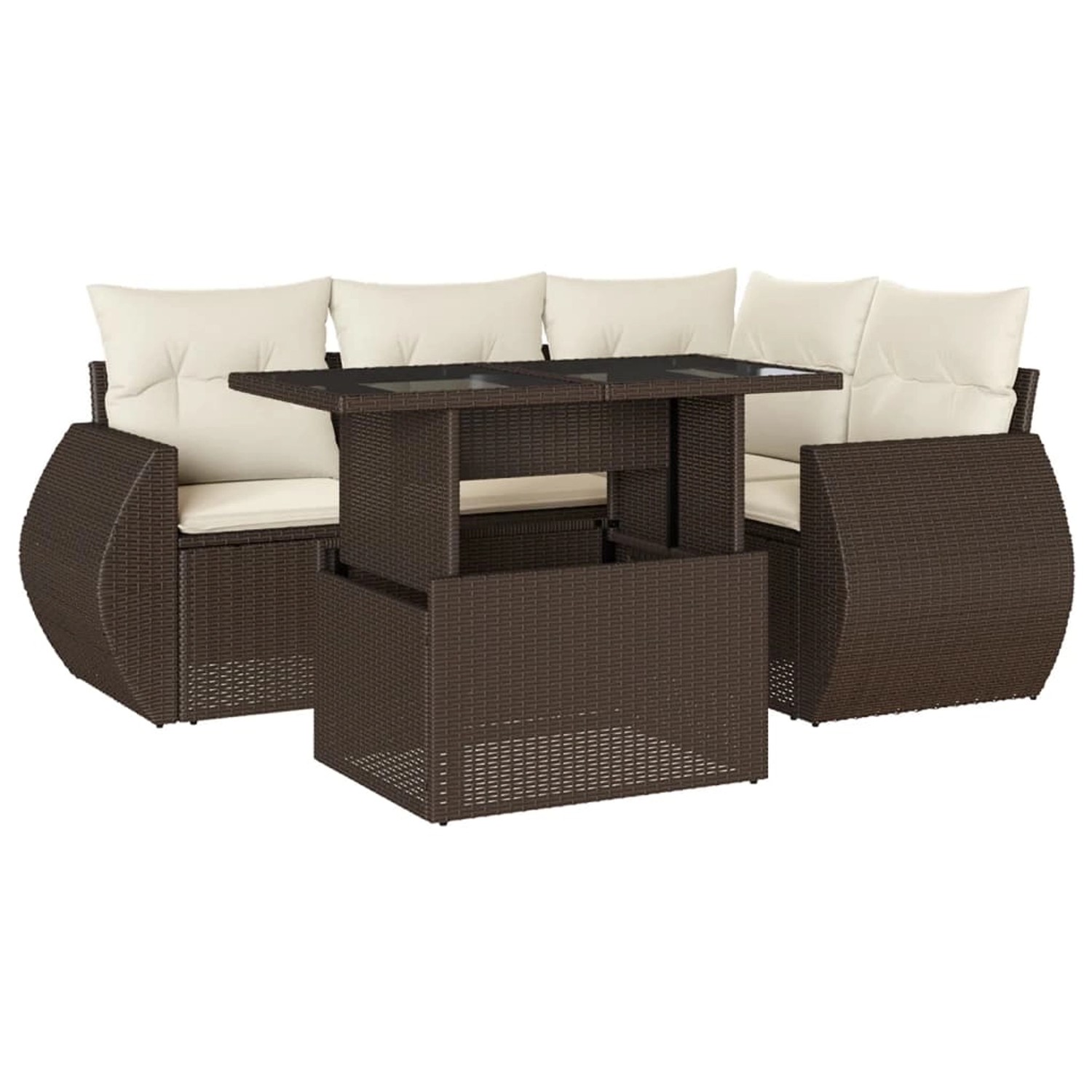 vidaXL 5-Tlg Garten-Sofagarnitur mit Kissen Braun Poly Rattan 3268513 günstig online kaufen