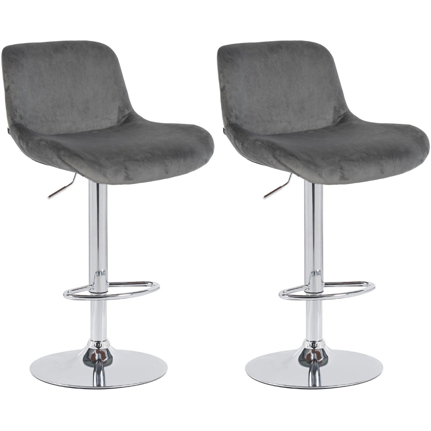 DELUKE 2er Set Barhocker PONOR Samt Dunkelgrau 50x50x85cm Silber Barstuhl Höhenverstellbar Mit Lehne Drehbar Tresenhocker Tresenstuhl