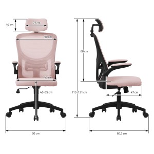 ML-Design Bürostuhl Rosa: Ergonomischer Schreibtischstuhl mit Maßen und verstellbarer Höhe.