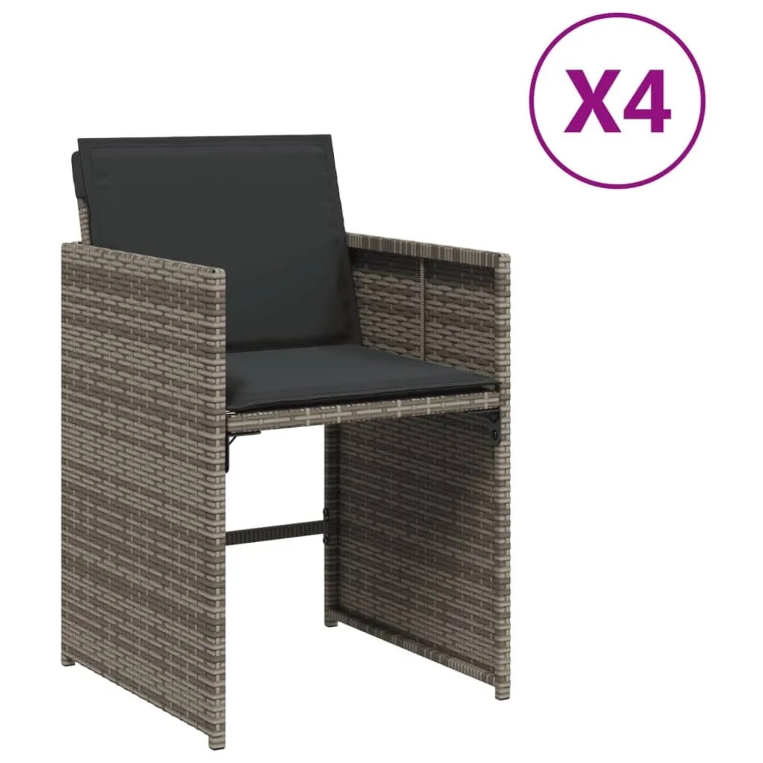Furnicato Gartenstuhl Grau Pe Rattan Klappbar 50 5 X 54 X 79 Cm