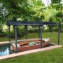 Canopia Carport Arcadia 5000 in Anthrazit mit Boot im Wasser. Robuste Konstruktion.