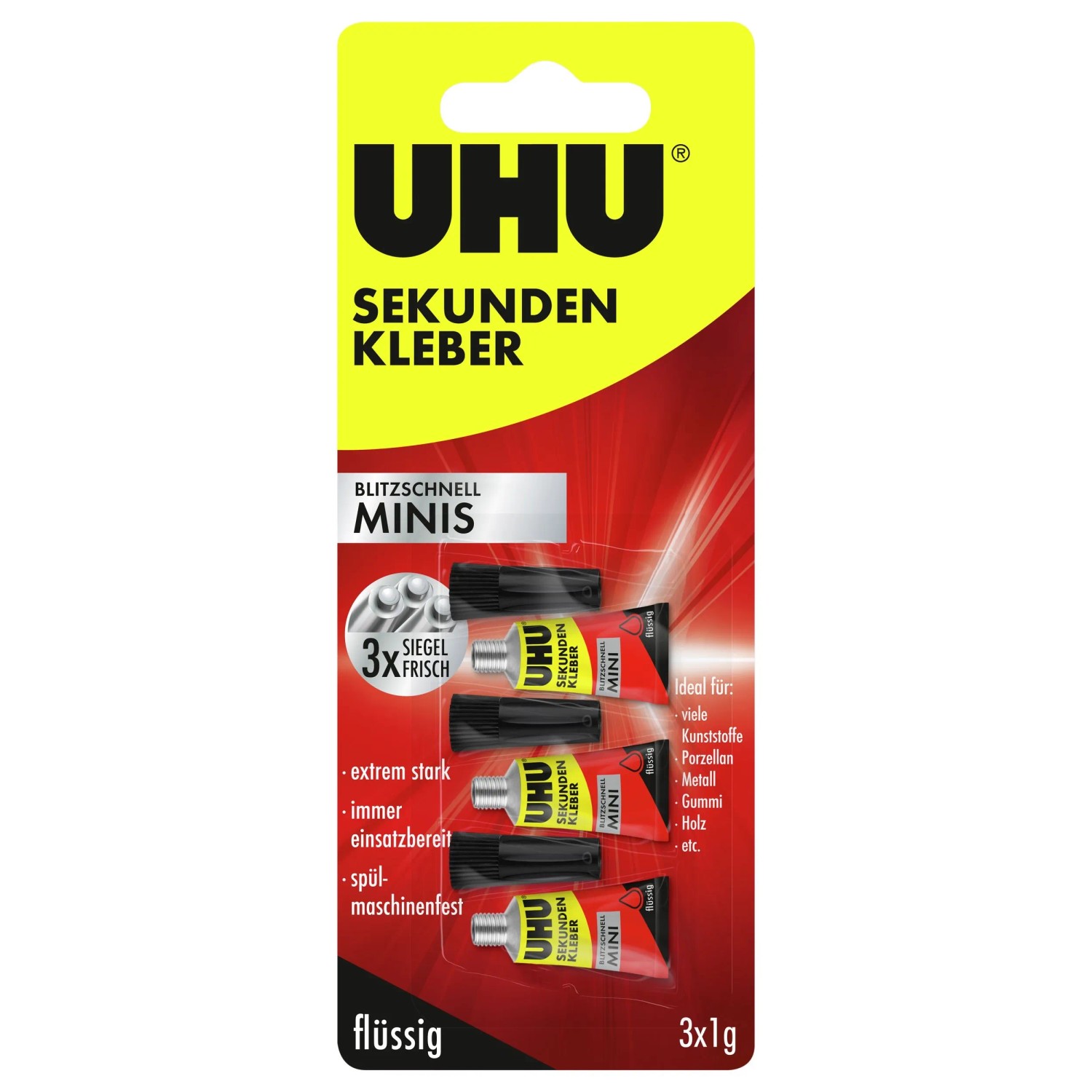 Uhu Sekundenkleber Blitzschnell Minis Flüssig 3 x 1 g günstig online kaufen