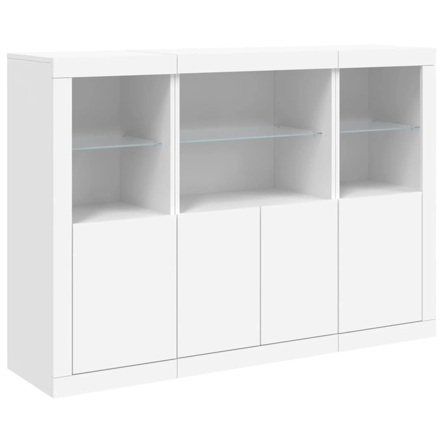 vidaXL Sideboards mit LED-Leuchten 3 Stk Weiß Holzwerkstoff 3209107