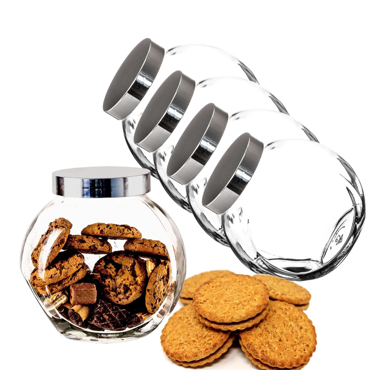 BigDean 4er Set 2 Liter Bonbonglas Mit Schraubdeckel Candy Glas Groß Für Süßigkeiten Kekse Mehl Aufbewahrung Und Gewürze Made In Germany BigDean 4er Set 2 Liter Bonbonglas mit Schraubdeckel - Candy-Glas groß - Für Süßigkeiten, Kekse, Mehl-Aufbewahrung & Gewürze - Made in Germany