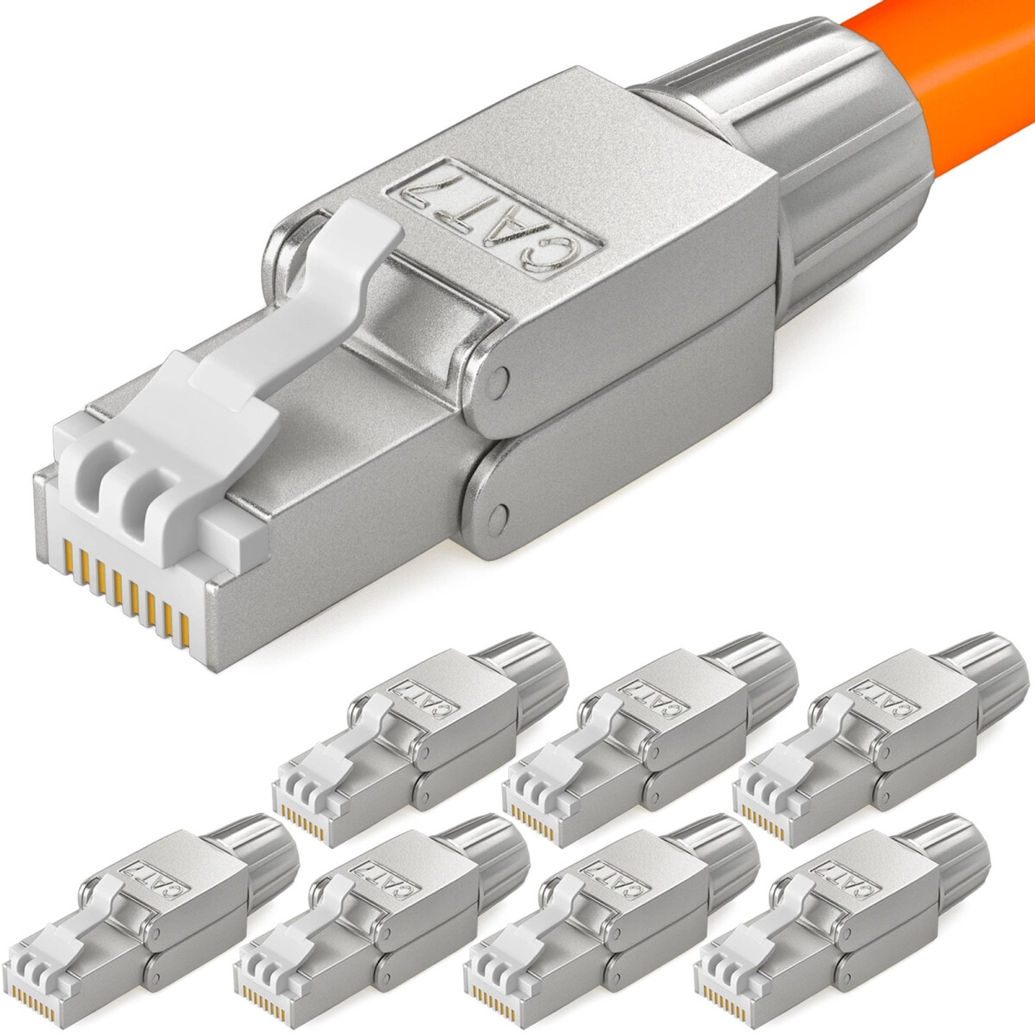 hb-digital 8x Netzwerkstecker CAT7 schmal RJ45 LSA STP Zinklegierung