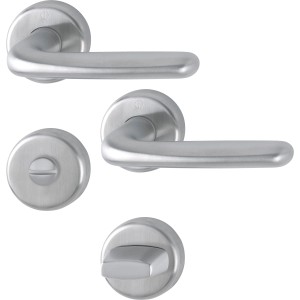 Hoppe Rosetten Garnitur Cardiff Edelstahl Matt WC für Bad- und WC-Türen.
