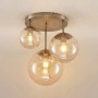 Lindby Deckenlampe Teeja, modern, 3-flammig, mit cremefarbenen Glaskugeln und Metallbasis. Wohnzimmerleuchte.