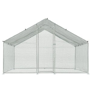 Juskys Freilaufgehege HLS25T 3x2x2m: Großer, begehbarer Laufstall aus Draht mit Tür und Regenschutz.