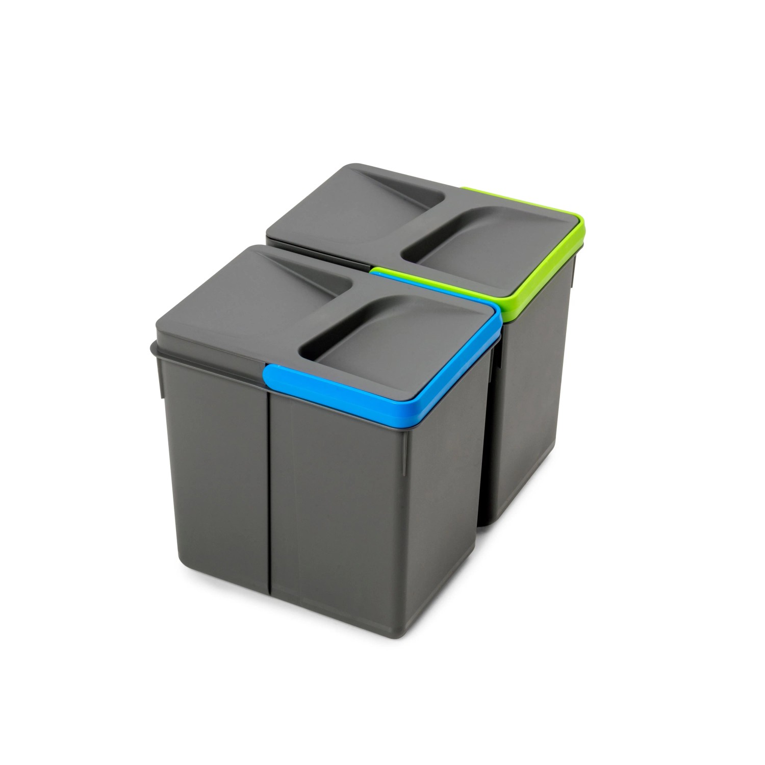 Emuca Lot Recycle Behälter für Küchenschublade Höhe 216 mm 2x12Liter Kunststoff Anthrazitgrau