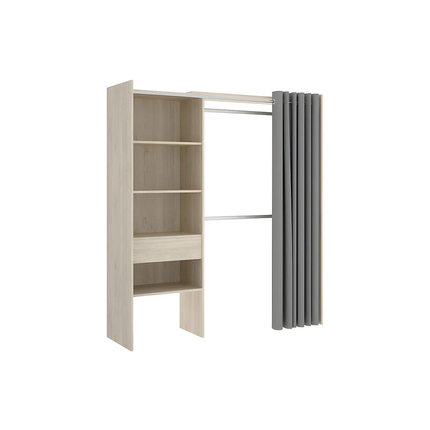 Vente-unique Offener Kleiderschrank Laurent Naturfarben Hell 110 cm  160 cm