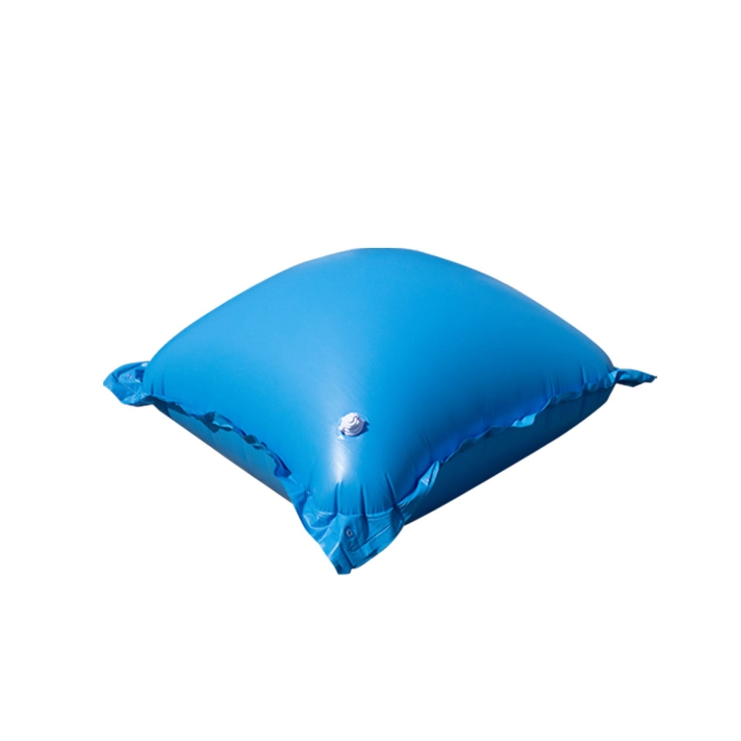 Blaues Evolution 4 Poolkissen Luftkissen aus PVC für die Winterabdeckung, aufgeblasen.