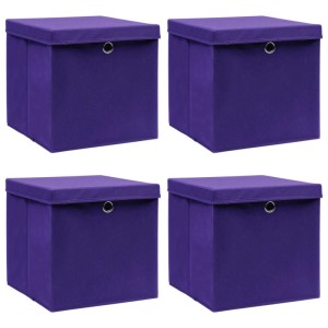 vidaXL Aufbewahrungsboxen mit Deckeln 4 Stk Lila 32x32x32 cm Stoff 288354
