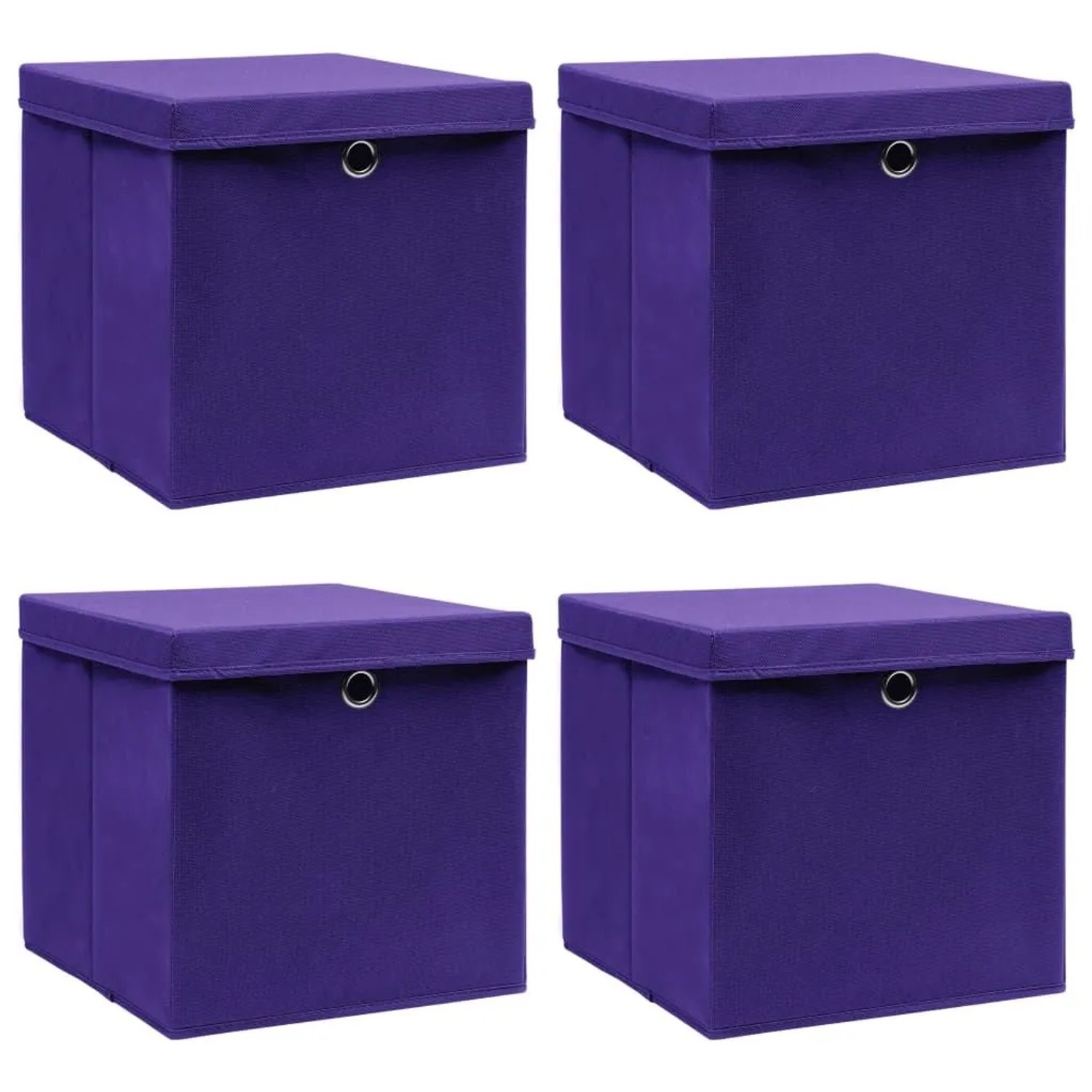 vidaXL Aufbewahrungsboxen mit Deckeln 4 Stk Lila 32x32x32 cm Stoff 288354