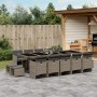Graue 15-tlg. vidaXL Garten-Essgruppe mit Polyrattan-Möbeln und Kissen.