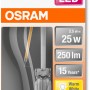 Osram LED-Lampe E27 in Glühlampenform, 2,5W, 250lm, 10,5x6cm. Warmweißes Licht für Wohnräume.