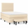 Cremefarbenes vidaXL Boxspringbett 120x190 cm mit Matratze und Bank.