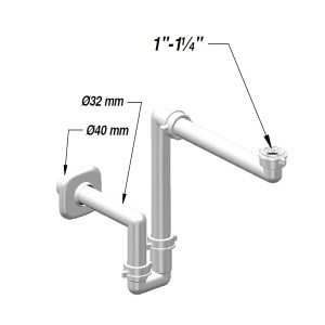 Weißer Raumsparsiphon 1 1/4 Zoll von Kronenbach für Waschtisch und Möbel.