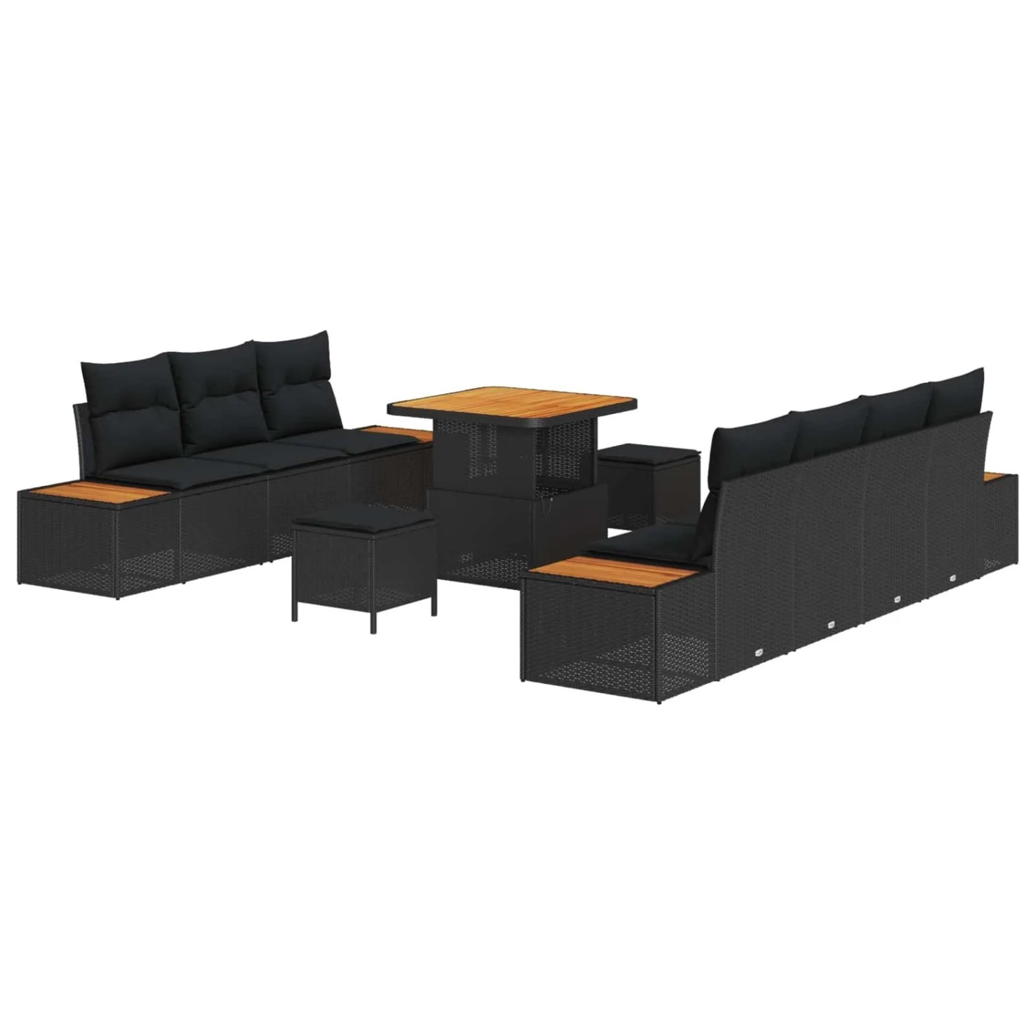 vidaXL Gartensofa-set mit Kissen 10-Tlg Schwarz Poly-Rattan 3364824 günstig online kaufen