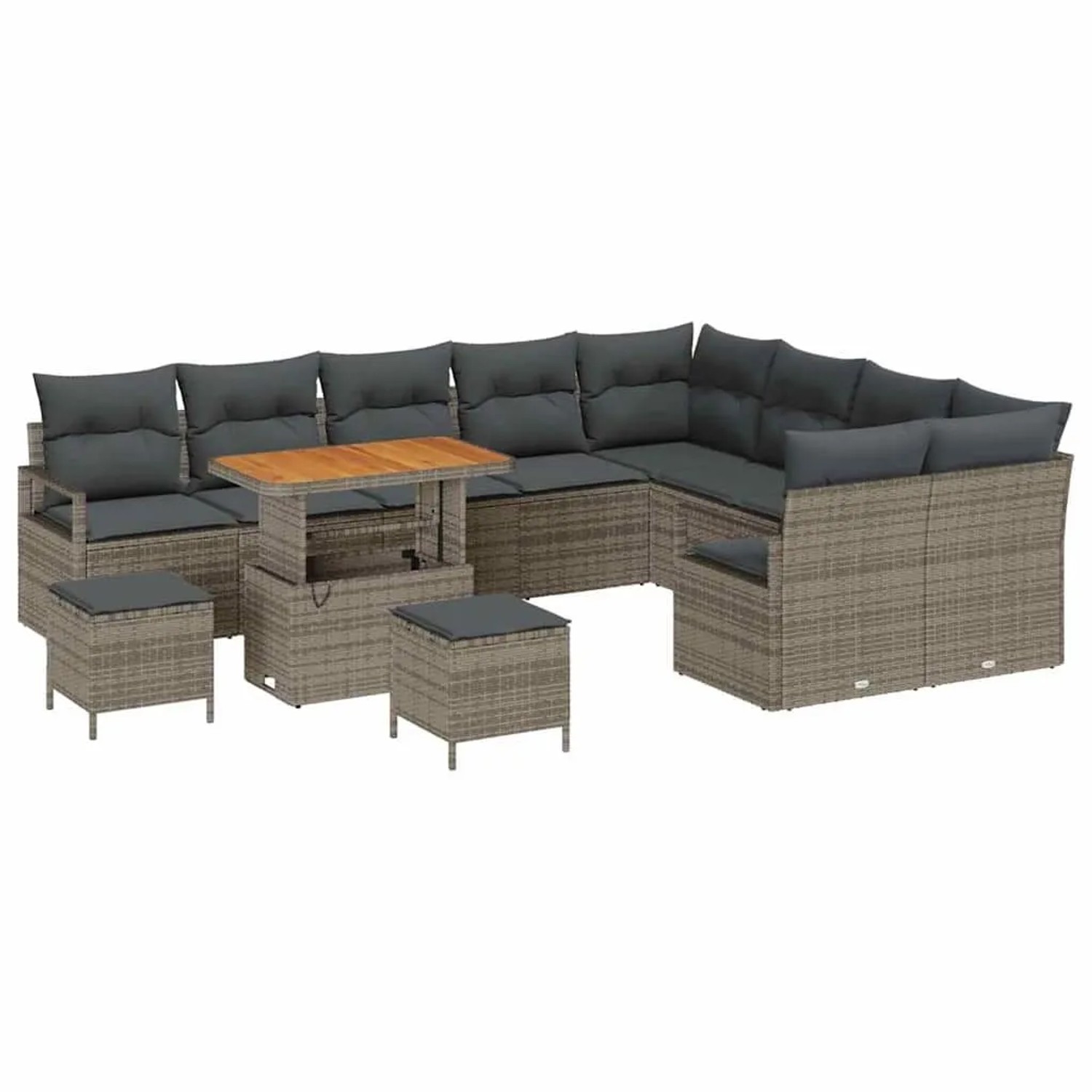 vidaXL Garten-Sofa-Set mit Kissen mit Speicher 12-Tlg Grau 3364518