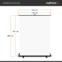 Maße des Walimex Pro Roll-Up Panel Fotohintergrunds weiß, 155x200cm: 155 cm Breite, 200 cm Höhe, 191 cm Panel.