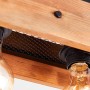 Detailaufnahme: 4-flammige Deckenleuchte Calandra in Schwarz und Holz. Rustikale Optik mit E27 Fassungen.