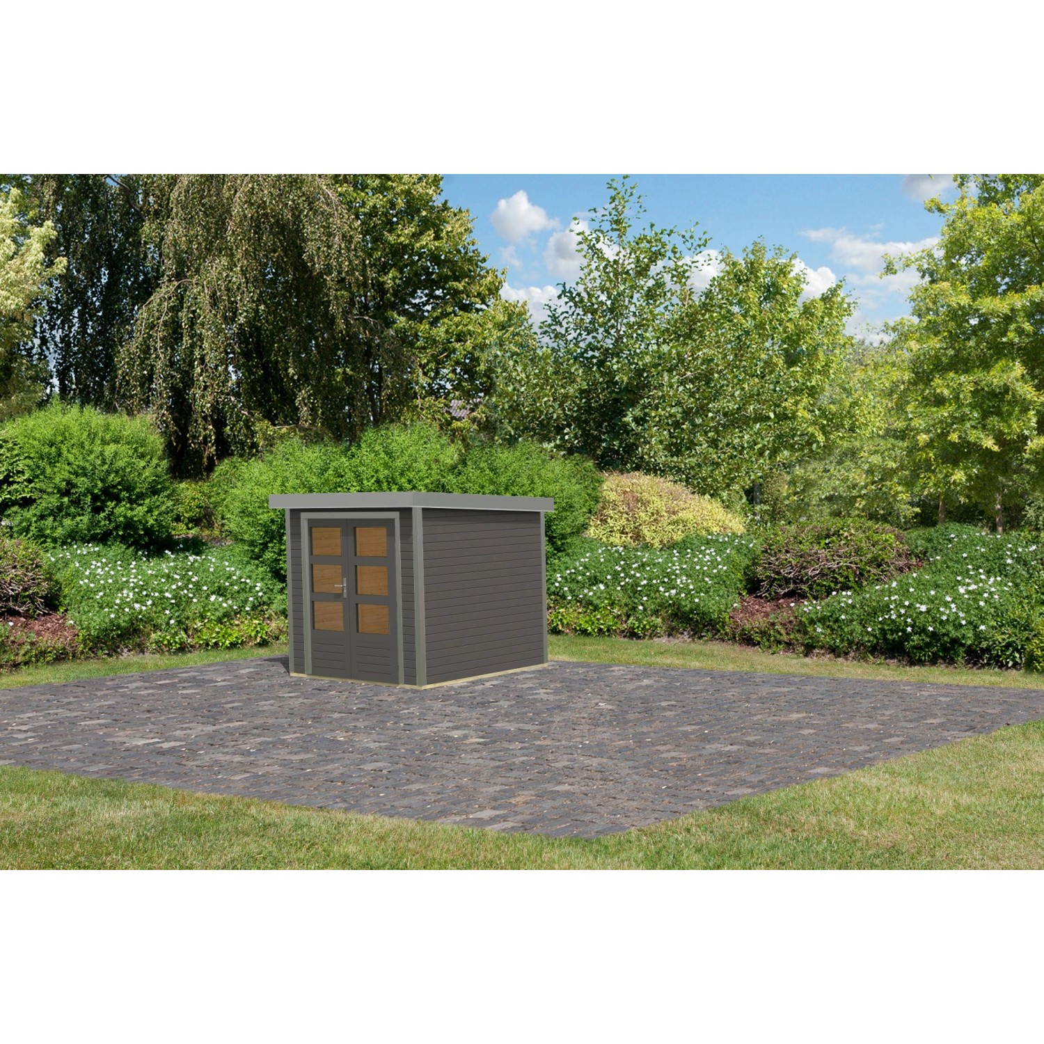 Karibu Gartenhaus Diego B Terragrau 208,5 x 209 x 213 cm günstig online kaufen