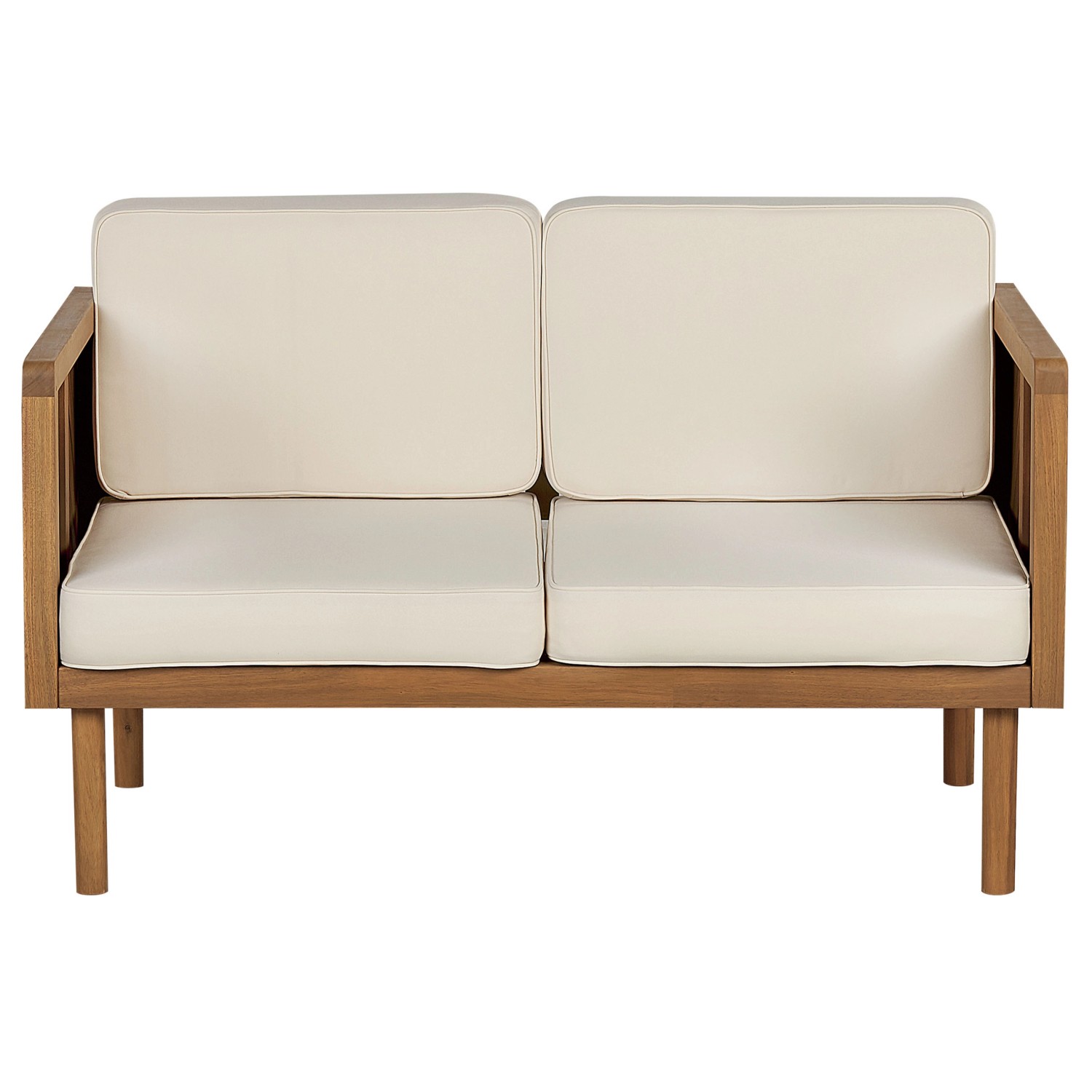 Beliani Gartensofa Heller Holzfarbton Beige 65x122x76 günstig online kaufen