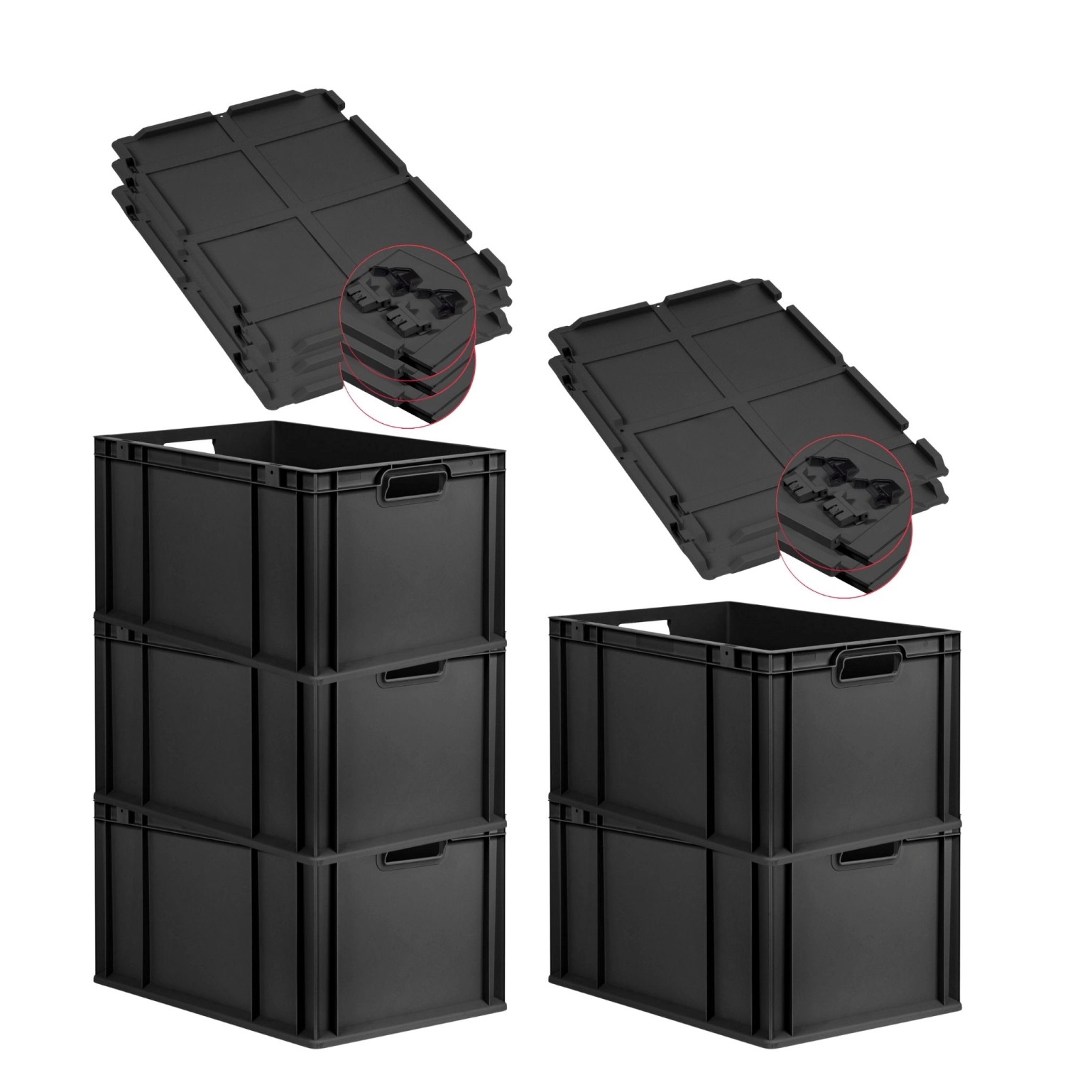 PROREGAL SuperSparSet 5x Eurobox Nextgen Grip Mit Scharnierdeckel Und Schwa günstig online kaufen