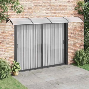 Schwarzes vidaXL Türvordach 400x100 cm aus Polycarbonat schützt Eingangsbereich.