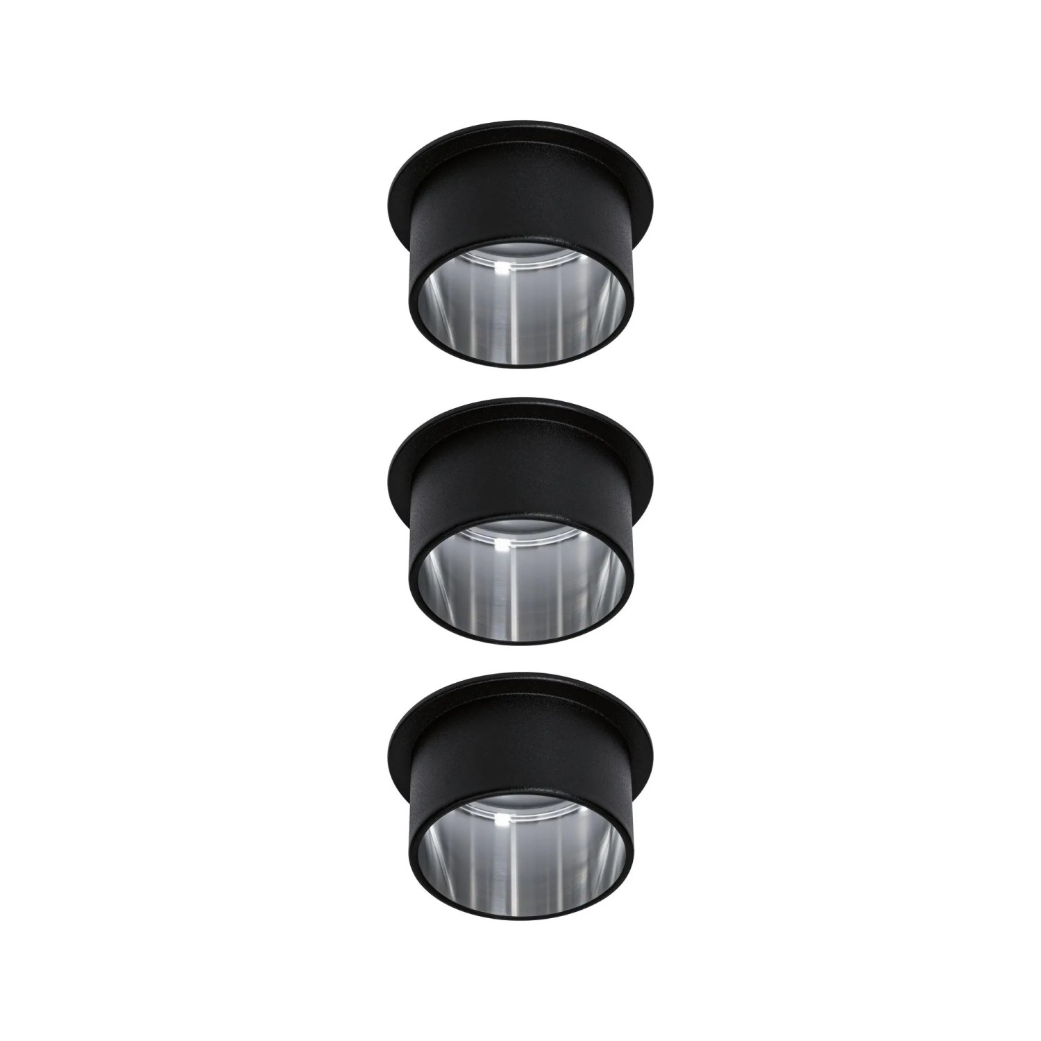 LED Einbaustrahler Set Gil Coin, 3er, schwarz matt/Eisen, dimmbar.