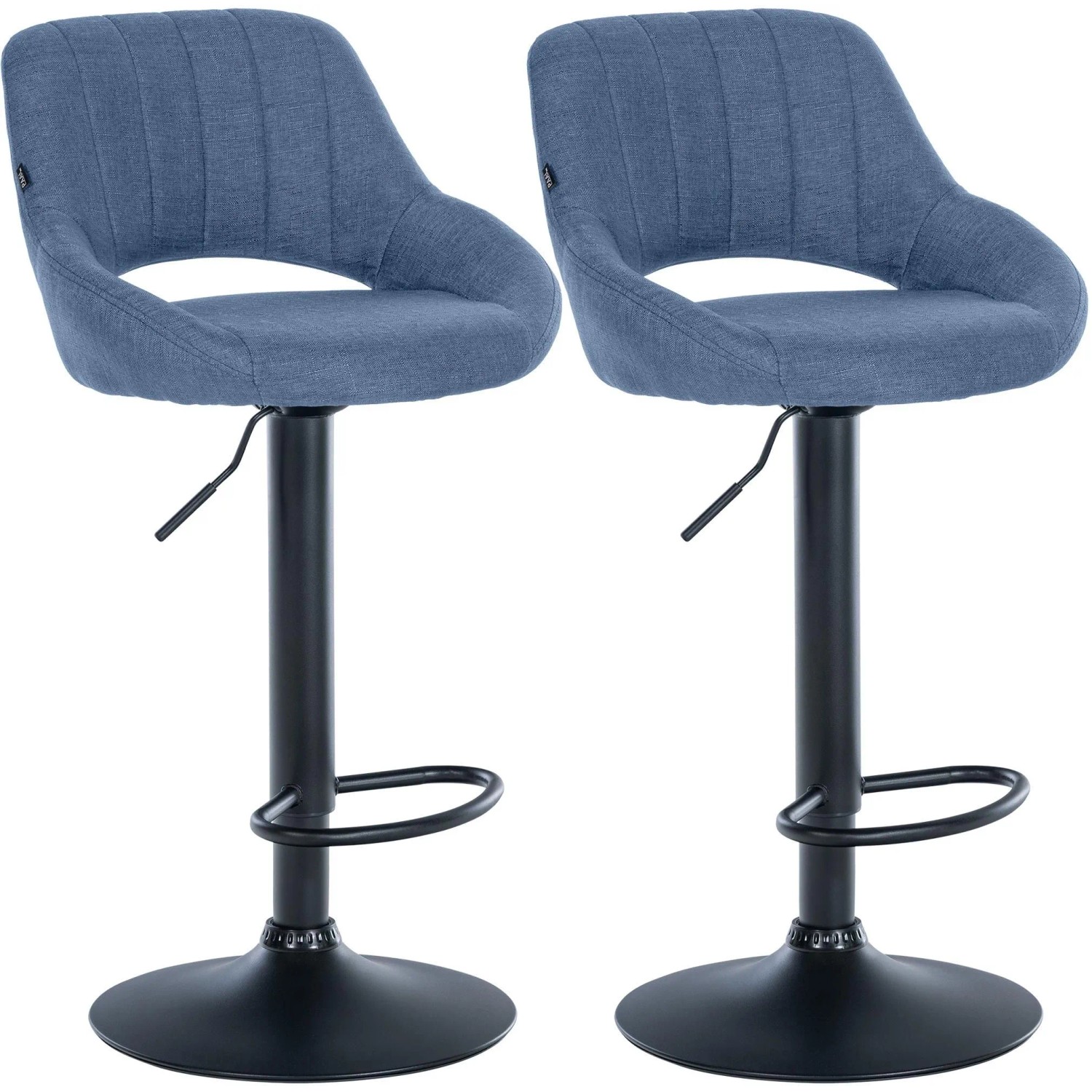 CLP 2er Set Barhocker Milet Stoff Metall Matt Schwarz/Blau