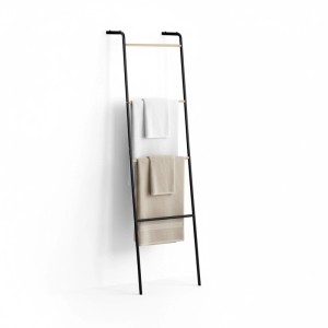 Relaxdays Handtuchleiter Eisen Schwarz 158 cm x 40 cm x 28 cm 1,7 kg