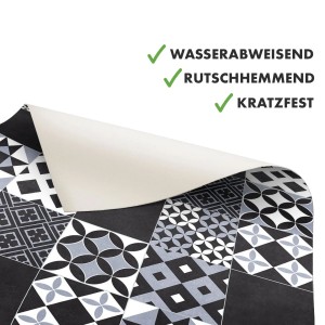 KARAT CV-Belag Amadora 990D in Grau mit Vintage-Fliesenoptik, wasserabweisend und rutschfest.