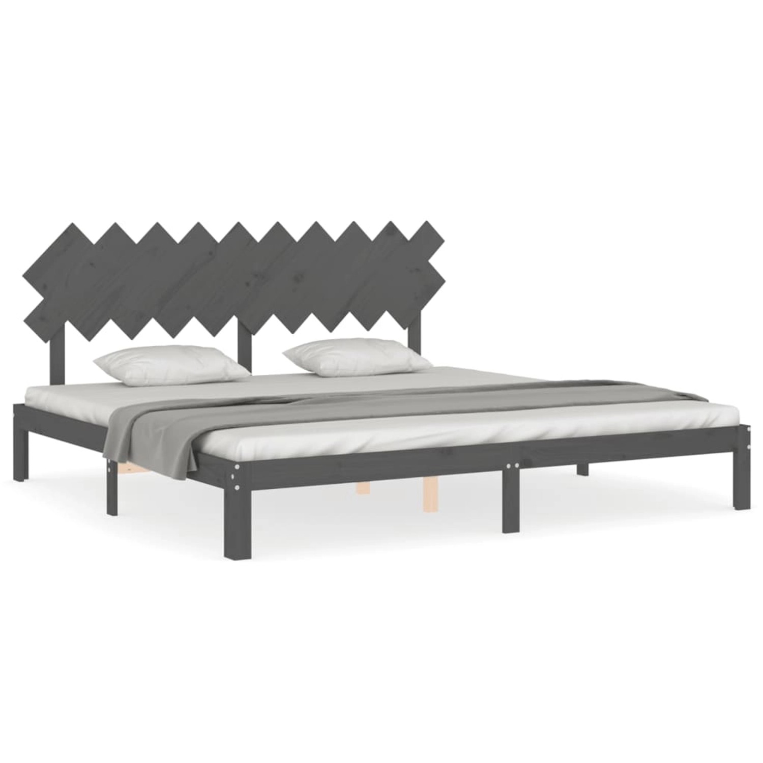 vidaXL Massivholzbett mit Kopfteil Grau 200x200 cm 3193748 günstig online kaufen