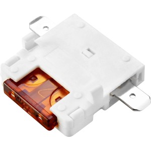 Sicherungshalter mit 7,5 A Flachsicherung für Autoelektrik, Kunststoffgehäuse mit Metallelementen.