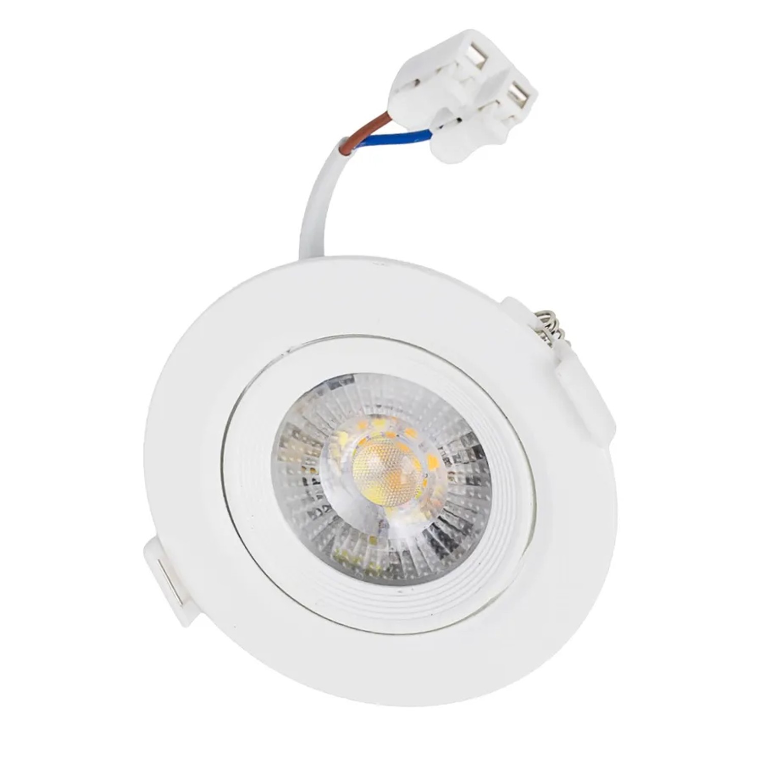 Weißer, dimmbarer LUXULA LED Einbauspot, 5W, mit Farbwahl und Netzteil.