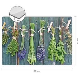 Myspotti Mini-Spritzschutzplatte Kräuter der Provence, 59x41cm, Küchenrückwand mit Kräutermotiv.