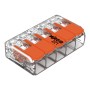 Wago Hebelklemme Compact 221-415, 5-polig, 10er-Pack. Verbindungsklemme mit orangenen Hebeln.