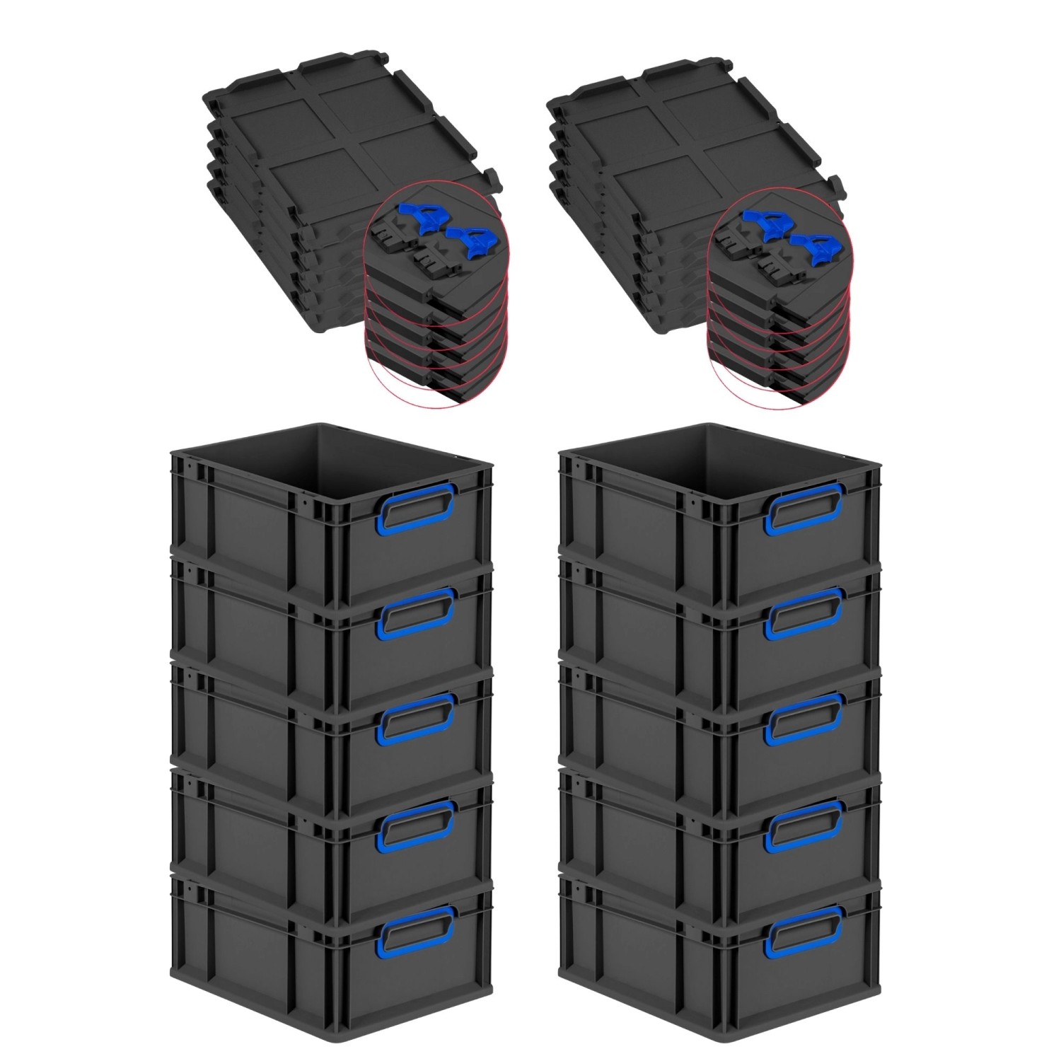 PROREGAL SuperSparSet 10x Eurobox Nextgen Color Mit Scharnierdeckel HxBxT 1 günstig online kaufen