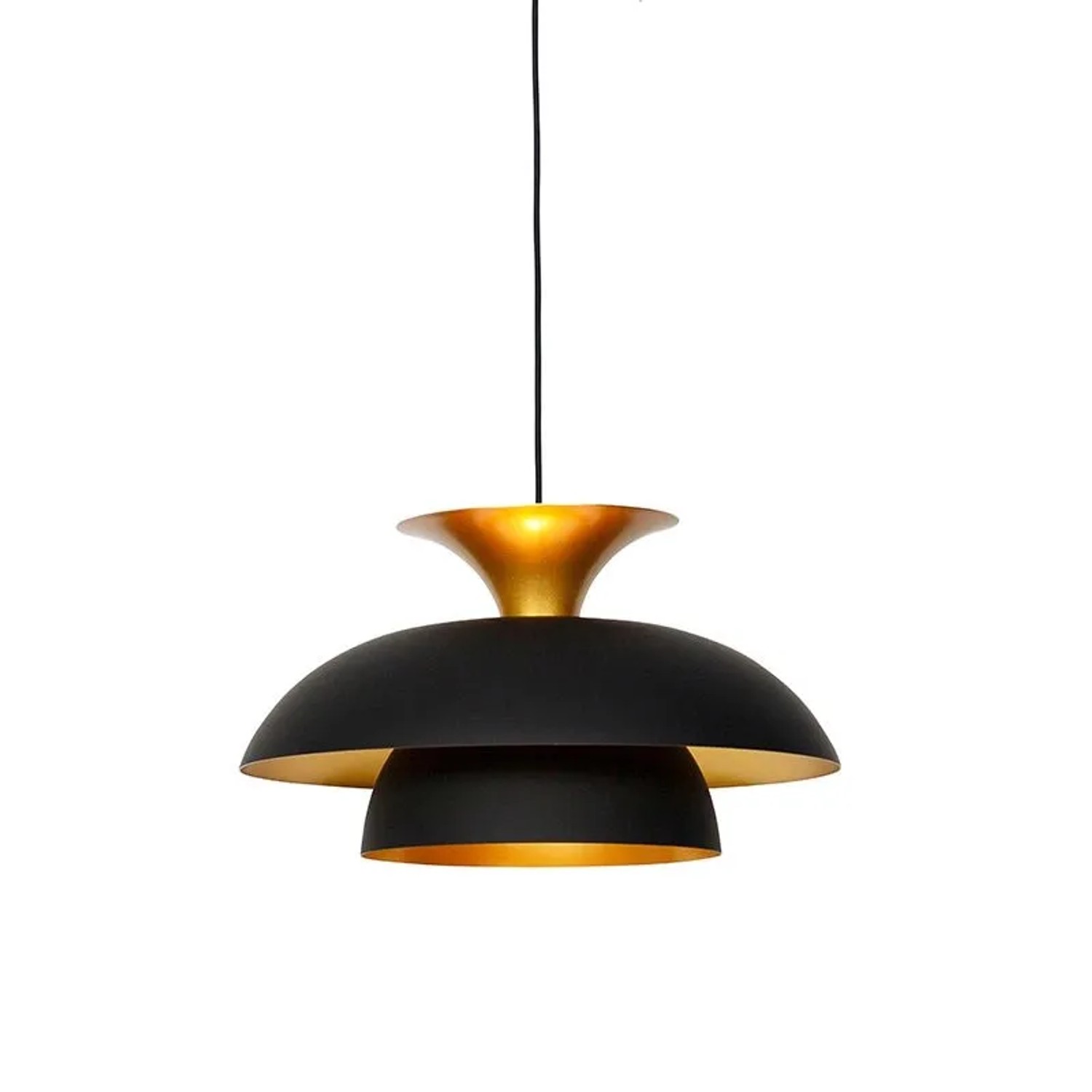 QAZQA Smarte Hängelampe Schwarz mit Gold inkl  Wifi G95 Titus