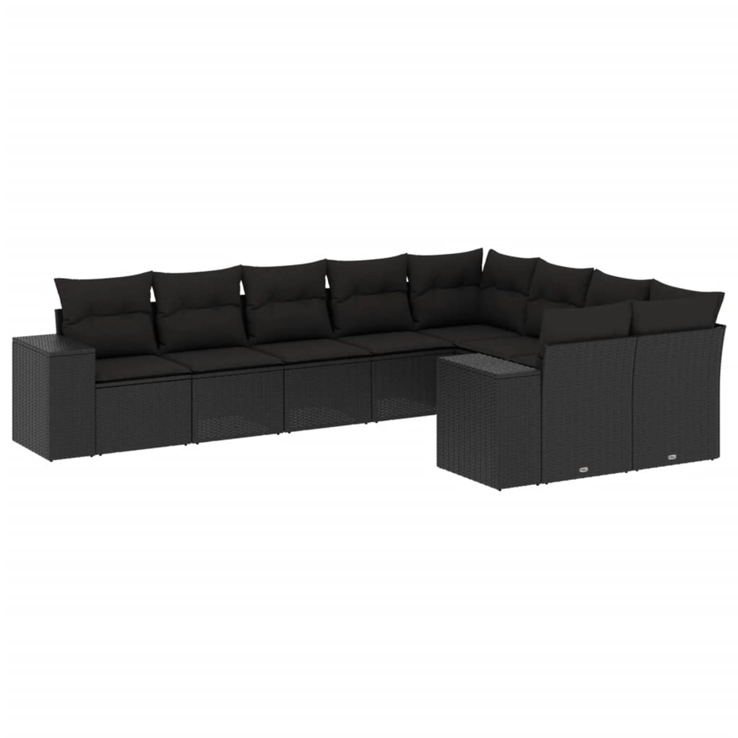 vidaXL 9-Tlg Garten-Sofagarnitur mit Kissen Schwarz Poly Rattan 3255372 günstig online kaufen