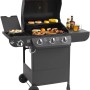 El Fuego Gasgrill Columbus mit 3 Brennern und Seitenkocher, Grillgut auf dem Rost.