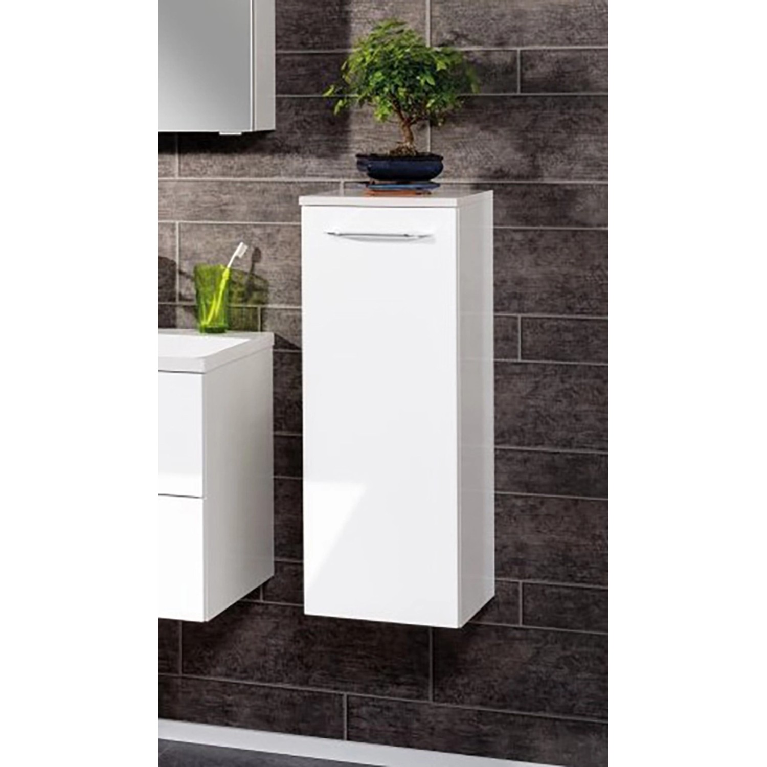 Fackelmann Bad-Hängeschrank B.Clever, weiß matt, 30,5 cm. Schmaler Hängeschrank für Bad.